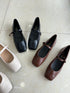 Women Square-Toe Plain Leather Shoe